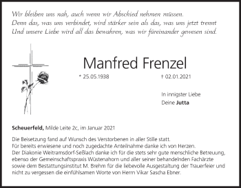 Anzeige von Manfred Frenzel von MGO