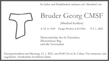Anzeige von Manfred Koldert von MGO