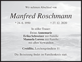 Anzeige von Manfred Roschmann von MGO