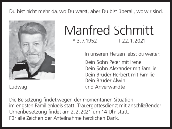 Anzeige von Manfred Schmitt von MGO