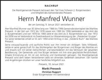 Anzeige von Manfred Wunner von MGO