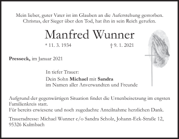 Anzeige von Manfred Wunner von MGO
