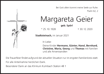 Anzeige von Margareta Geier von MGO