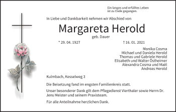 Anzeige von Margareta Herold von MGO