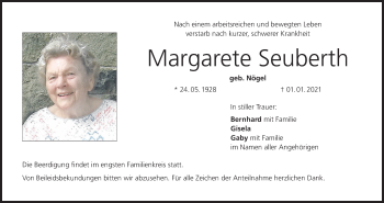 Anzeige von Margarete Seuberth von MGO