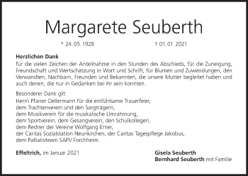 Anzeige von Margarete Seuberth von MGO