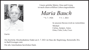 Anzeige von Maria Bauch von MGO