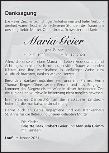 Anzeige von Maria Geier von MGO