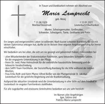 Anzeige von Maria Lamprecht von MGO