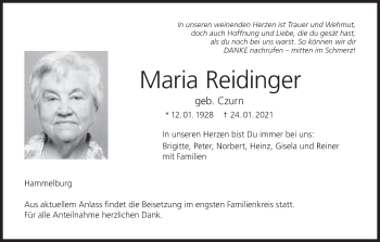 Anzeige von Maria Reidinger von MGO