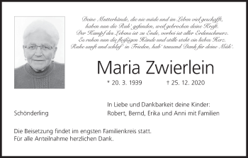Anzeige von Maria Zwierlein von MGO