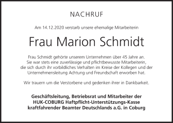 Anzeige von Marion Schmidt von MGO