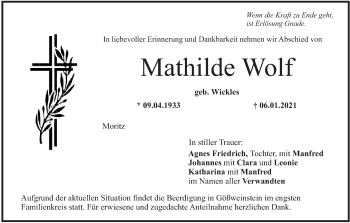 Anzeige von Mathilde Wolf von MGO