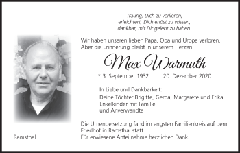 Anzeige von Max Warmuth von MGO