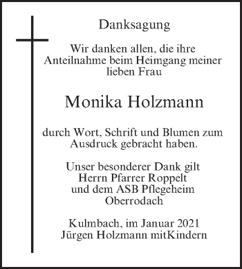 Anzeige von Monika Holzmann von MGO