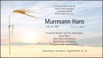 Anzeige von Murrmann Hans von MGO