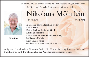 Anzeige von Nikolaus Möhrlein von MGO