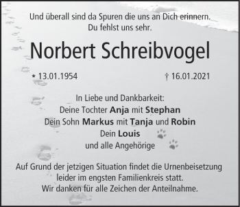 Anzeige von Norbert Schreibvogel von MGO
