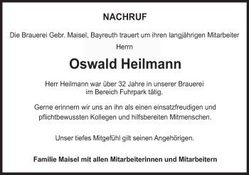 Anzeige von Oswald Heilmann von MGO