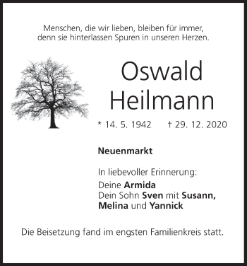 Anzeige von Oswald Heilmann von MGO
