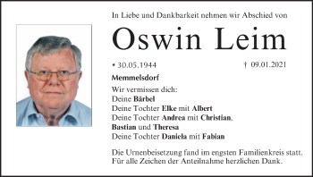 Anzeige von Oswin Leim von MGO