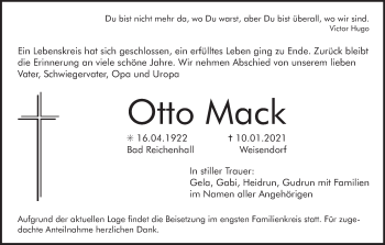 Anzeige von Otto Mack von MGO