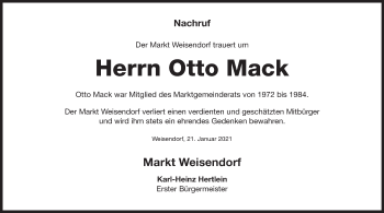 Anzeige von Otto Mack von MGO
