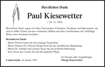 Anzeige von Paul Kiesewetter von MGO