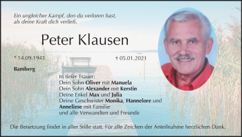 Anzeige von Peter Klausen von MGO