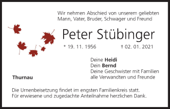 Anzeige von Peter Stübinger von MGO
