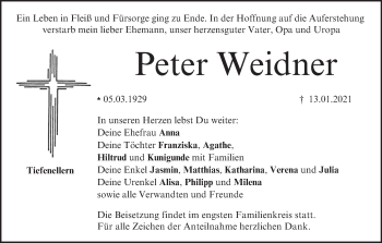 Anzeige von Peter Weidner von MGO