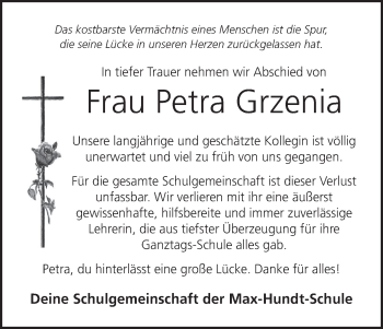 Anzeige von Petra Grzenia von MGO