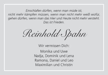 Anzeige von Reinhold Spahn von MGO