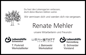 Anzeige von Renate Mehler von MGO