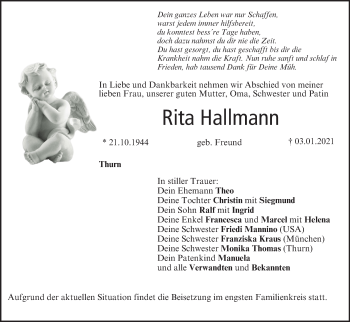 Anzeige von Rita Hallmann von MGO
