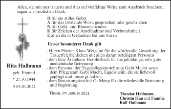 Anzeige von Rita Hallmann von MGO