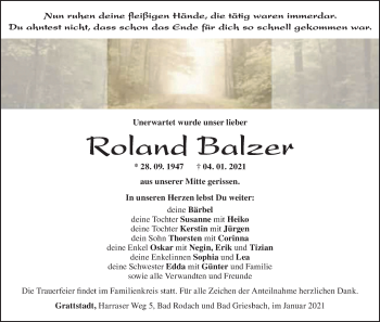 Anzeige von Roland Balzer von MGO