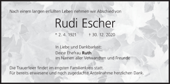 Anzeige von Rudi Escher von MGO