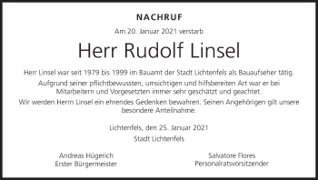 Anzeige von Rudolf Linsel von MGO