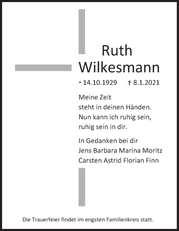 Anzeige von Ruth Wilkesmann von MGO