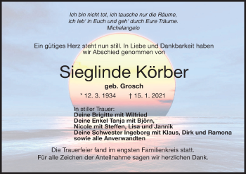 Anzeige von Sieglinde Körber von MGO