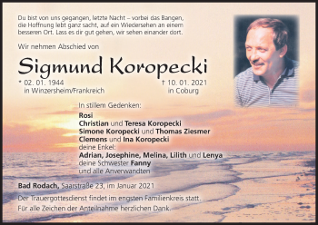 Anzeige von Siigmund Koropecki von MGO
