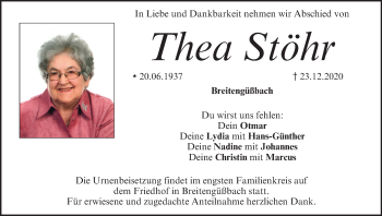 Anzeige von Thea Stöhr von MGO