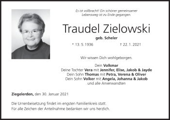 Anzeige von Traudel Zielowski von MGO