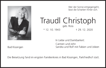 Anzeige von Traudl Christoph von MGO