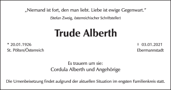 Anzeige von Trude Alberth von MGO