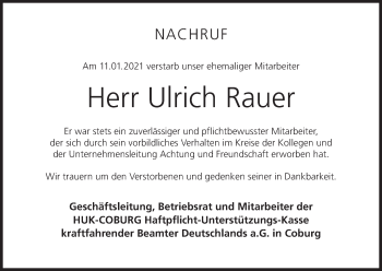 Anzeige von Ulrich Rauer von MGO