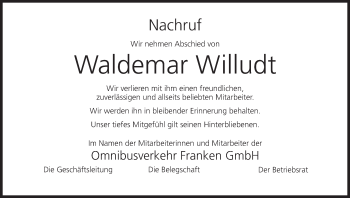 Anzeige von Waldemar Willudt von MGO
