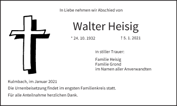Anzeige von Walter Heisig von MGO