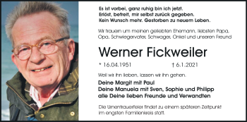 Anzeige von Werner Fickweiler von MGO